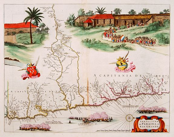 BLAEU,J., Praefecturae de Paraiba, et Rio Grande., antique map, old maps