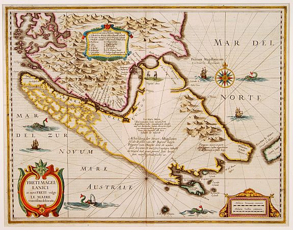 HONDIUS,H., Freti Magellanici ac novi Freti vulgo Le Maire.., antique map, old maps