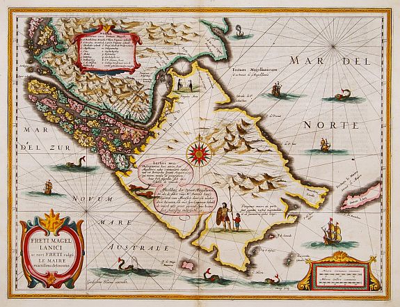 BLAEU,W., Freti Magellanici ac novi Freti vulgo Le Maire.., antique map, old maps