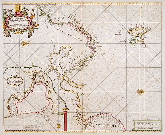 GOOS,P, De Zee Custen van Ruslant, Laplant, Finmarcken, Spitsberg.., antique map, old maps