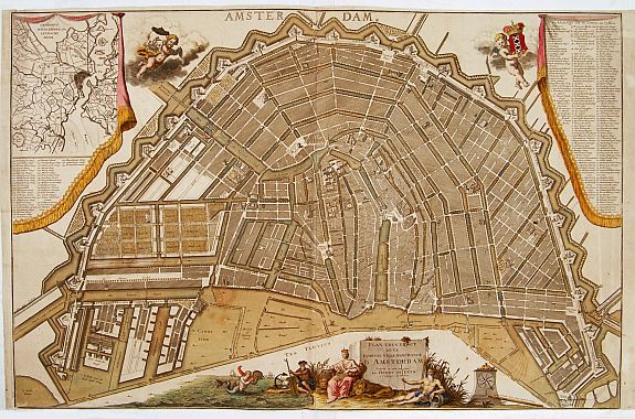 DE LETH,H., Plan tres exact de la fameuse ville marchande d'Amsterdam.., antique map, old maps