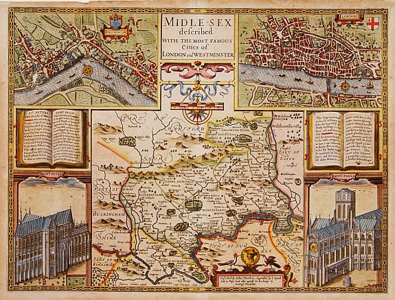 SPEED,J., Middle-Sex described with the most famous cities of London and Westminster., antique map, old maps