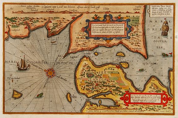 WAGHENAAR,L.J., Zee Caerte vande Sondt..van Denemarcke.., antique map, old maps