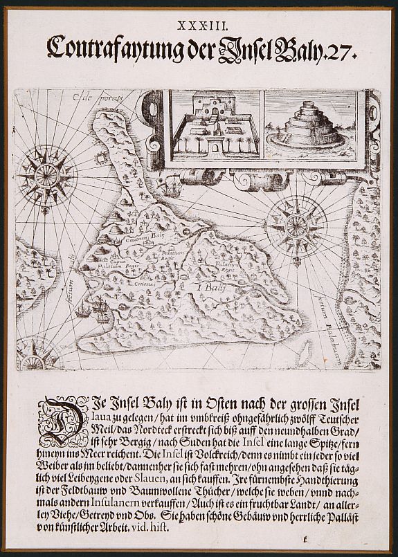 DE BRY,Th., Contrasantung der Insel Baly., antique map, old maps