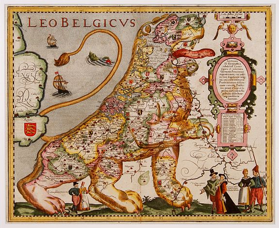 KAERIUS,P., Leo Belgicus., antique map, old maps