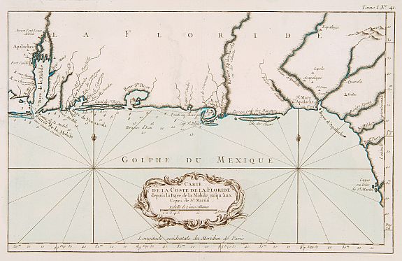 BELLIN,J.-N., Carte de la coste de la Floride.., antique map, old maps