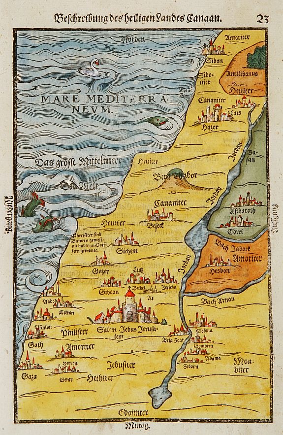 BUNTING,H., Beschreibung des Heiligen Landes Canaan., antique map, old maps