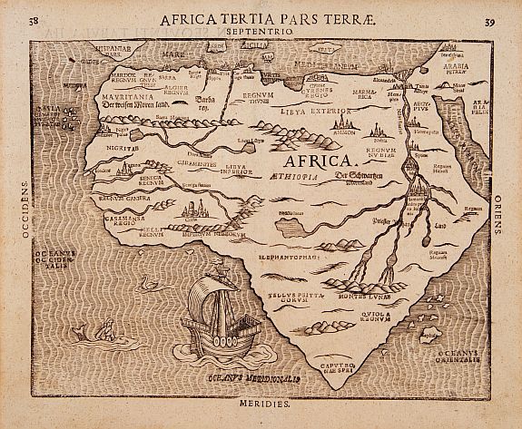 BÜNTING,H., Africa Tertia pars Terrae., antique map, old maps