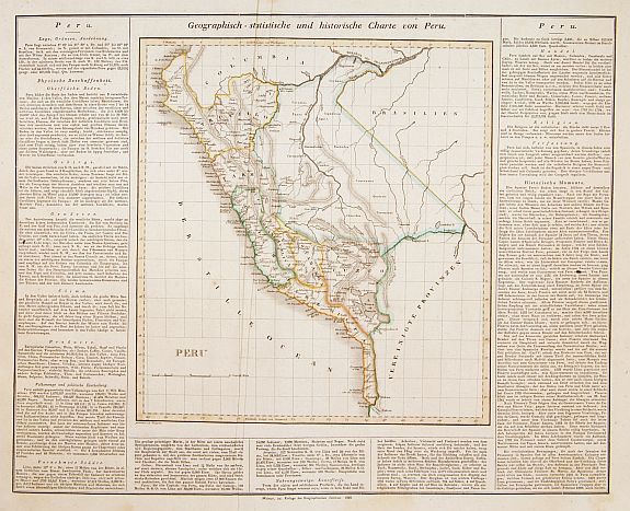 WEIMAR GEOGRAPHISCHER INSTITUT/ Carey & Lea., Peru., antique map, old maps