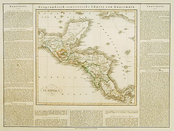WEIMAR GEOGRAPHISCHER INSTITUT/ Carey & Lea., Guatamala., antique map, old maps