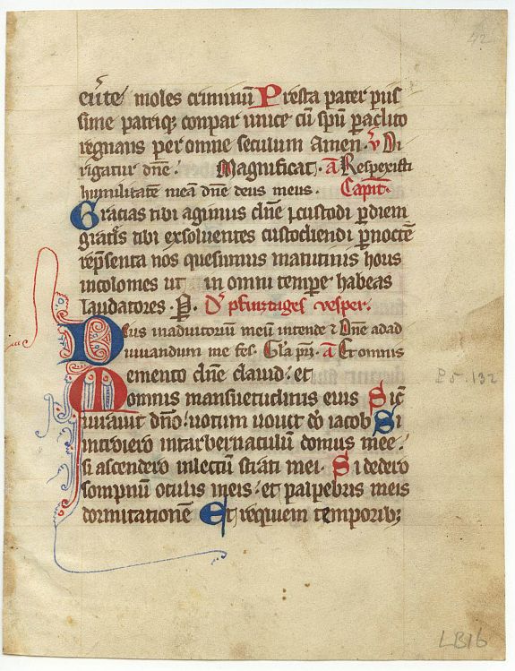 BOOK OF HOURS, Leaf on vellum from a manuscript Book of Hours., antique map, old maps
