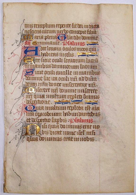 BOOK OF HOURS, Leaf on vellum from a manuscript Book of Hours., antique map, old maps
