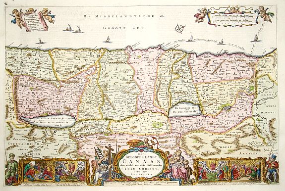 VISSCHER,N., Het Beloofde Landt Canaan.., antique map, old maps