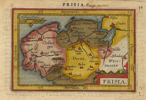 ORTELIUS,A./COIGNET.M., Frisia., antique map, old maps