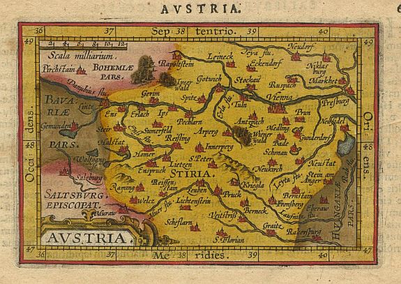 ORTELIUS,A./COIGNET.M., Austria., antique map, old maps