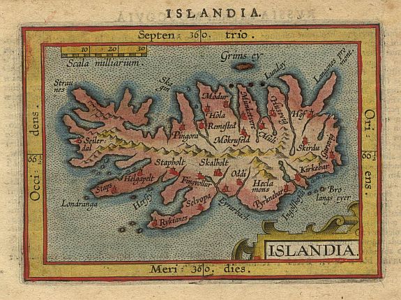 ORTELIUS,A./COIGNET.M., Islandia., antique map, old maps
