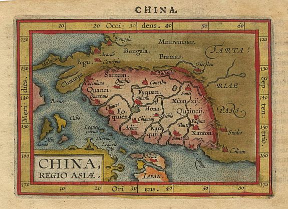 ORTELIUS,A./COIGNET.M., China, regio Asiae., antique map, old maps