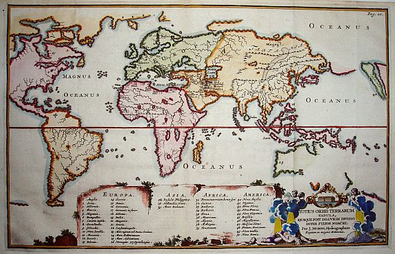 MOXON,J., Totius Orbis Terrarum., antique map, old maps