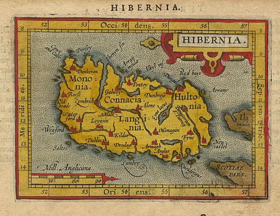 ORTELIUS,A./COIGNET.M., Hibernia., antique map, old maps