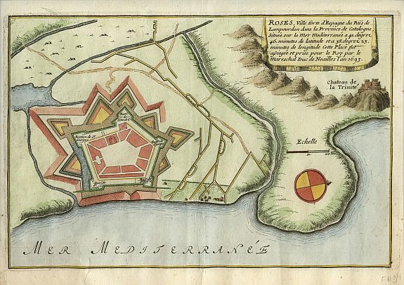 FER, N de, Roses., antique map, old maps