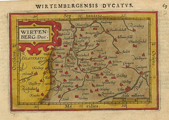 ORTELIUS,A./COIGNET.M., Wirtenberg. Duc., antique map, old maps