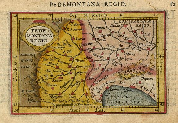 ORTELIUS,A./COIGNET.M., Pede Montana Regio., antique map, old maps