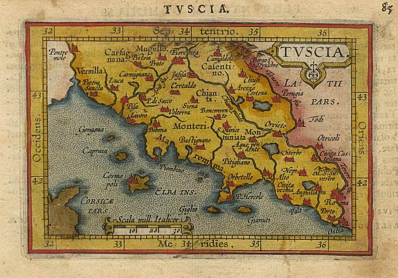 ORTELIUS,A./COIGNET.M., Tuscia., antique map, old maps