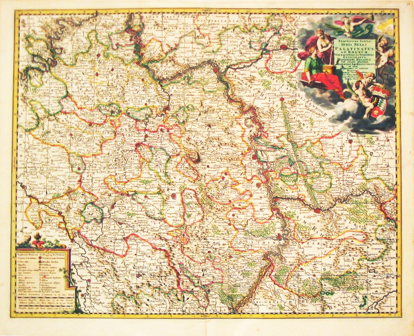 VISSCHER, N., Exactissima Tabula Sedis Belli Palatinatus ad Rhenum, Vormaciensis et Spirensis Episcopatus, Bipontini Ducatus., antique map, old maps