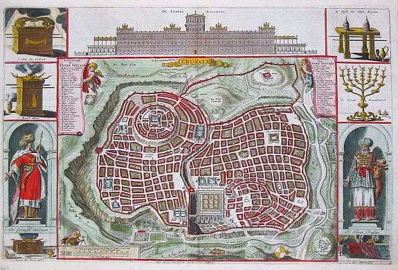 STOOPENDAAL, D., Jerusalem., antique map, old maps