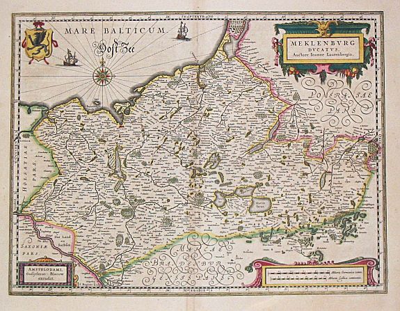 BLAEU, W., Meklenburg Ducatus. Auctore Ioanne Laurenbergio., antique map, old maps