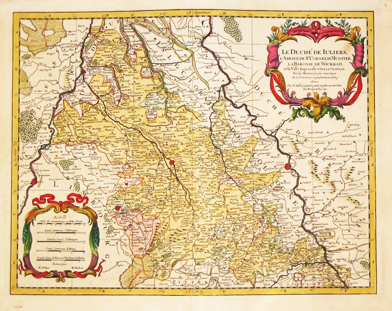 JAILLOT, A.-H., Le Duche de Iuliers, l' Abbaye de St. Cornelis Munster, la Baronie de Wickrad, et la ville Imperiale d' Aix la Chapelle. Paris, 1692., antique map, old maps