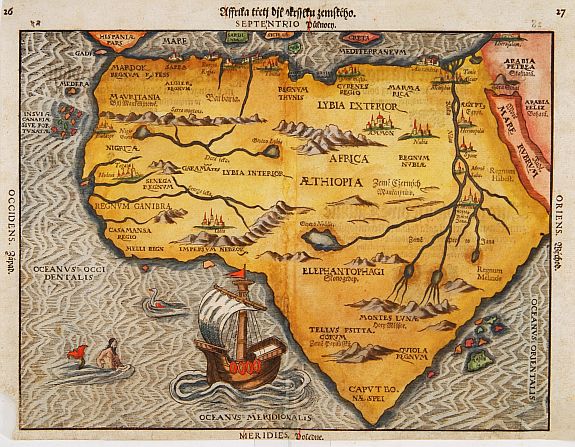 MÜNSTER,S., Afrika, antique map, old maps