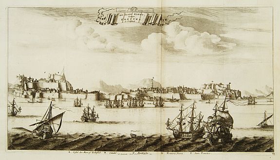 VAN DER AA,P., De stadt Korfu, eertytss Korcyra in 't verschiet., antique map, old maps