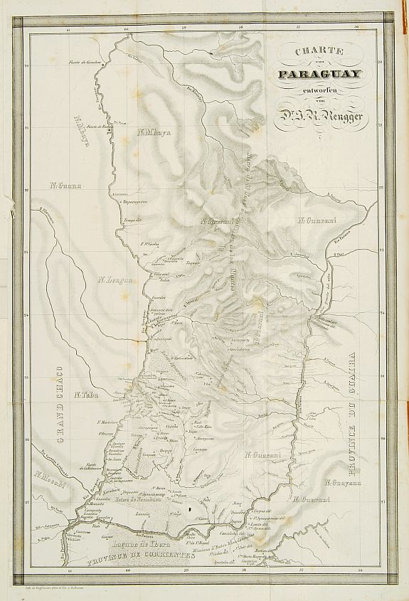 RENGGER,J.R., Charte von Paraguay entworfen von Dr. J.R.Rengger., antique map, old maps