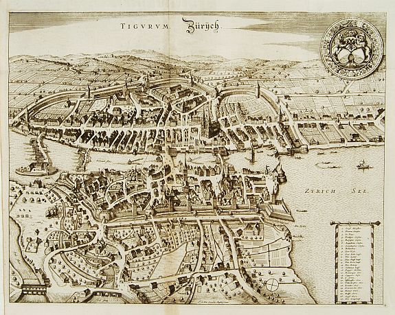 DE WIT, F. / VAN DER AA,P., Tigurum Zürüch., antique map, old maps