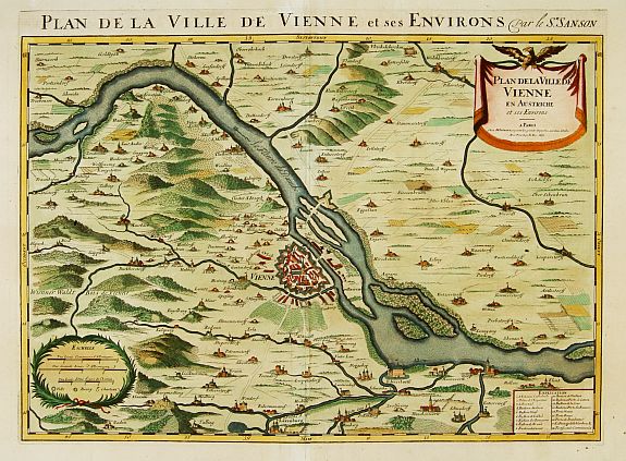 SANSON, N. /JAILLOT, A.H., Plan de la ville de Vienne et ses environs par le Sr. Sanson., antique map, old maps