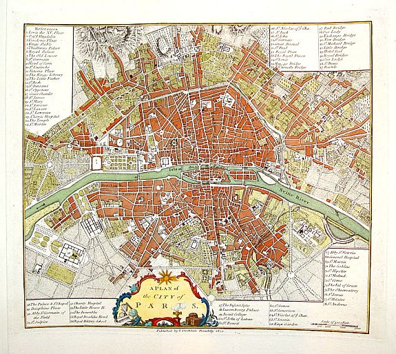 STOCKDALE,I., A Plan of the City of Paris., antique map, old maps