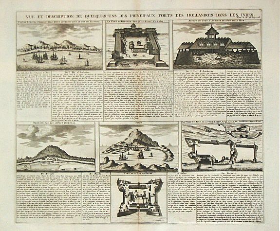 CHATELAIN, H.A., Vue et description de quelques-uns des principaux forts des Hollandois dans les Indes., antique map, old maps