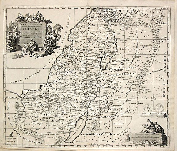 COVENS, J. & C. MORTIER., Carte de la Terre Sainte divisée selon les Douze Tribus d'Israel., antique map, old maps