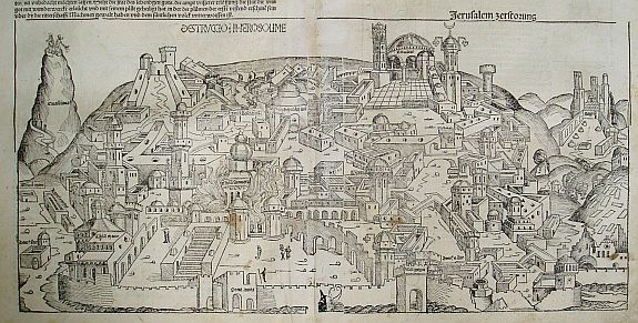 SCHEDEL,H., Jerusalem, antique map, old maps