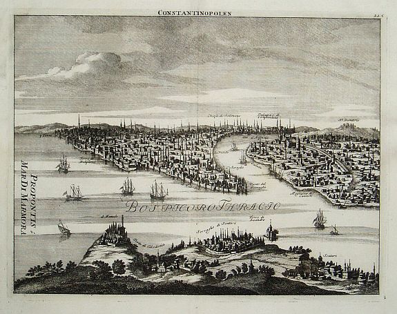 BRUYN, C. de, Constantinopolen, antique map, old maps