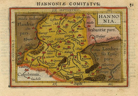 ORTELIUS,A./COIGNET.M., Hannonia., antique map, old maps