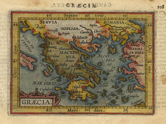 ORTELIUS,A./COIGNET.M., Graecia., antique map, old maps