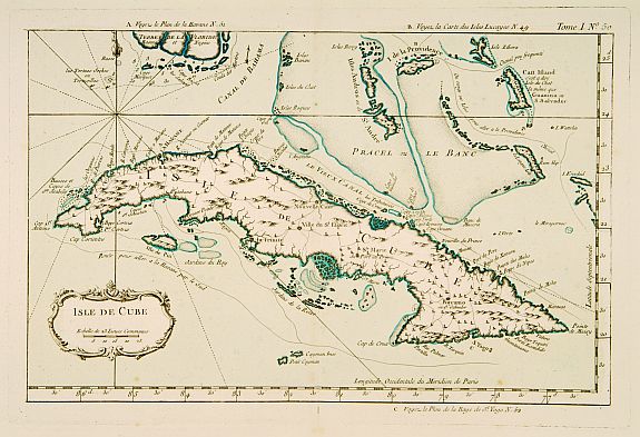 BELLIN,J.N., Isle de Cube., antique map, old maps