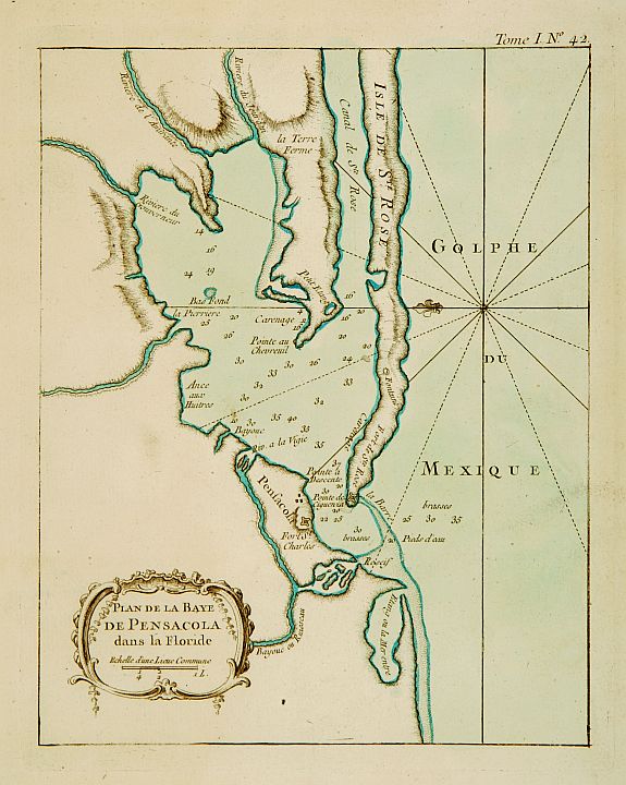 BELLIN,J.N., Plan de la Baye de Pensacola dans la Floride., antique map, old maps