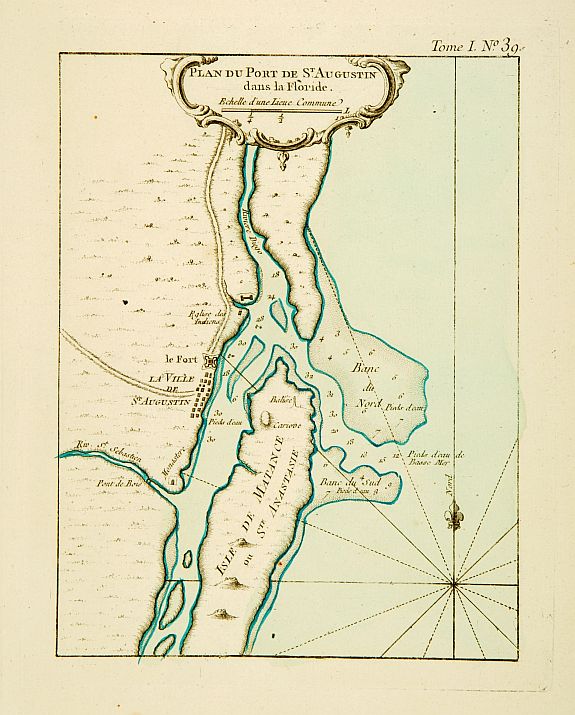 BELLIN,J.N., Plan du Port de St Augustin dans la Floride., antique map, old maps