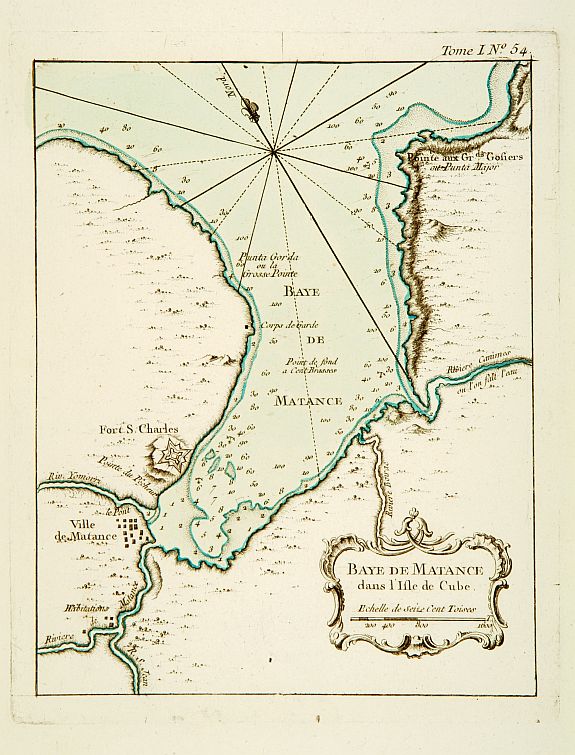 BELLIN,J.N., Baye de Matance dans l'Isle de Cube., antique map, old maps