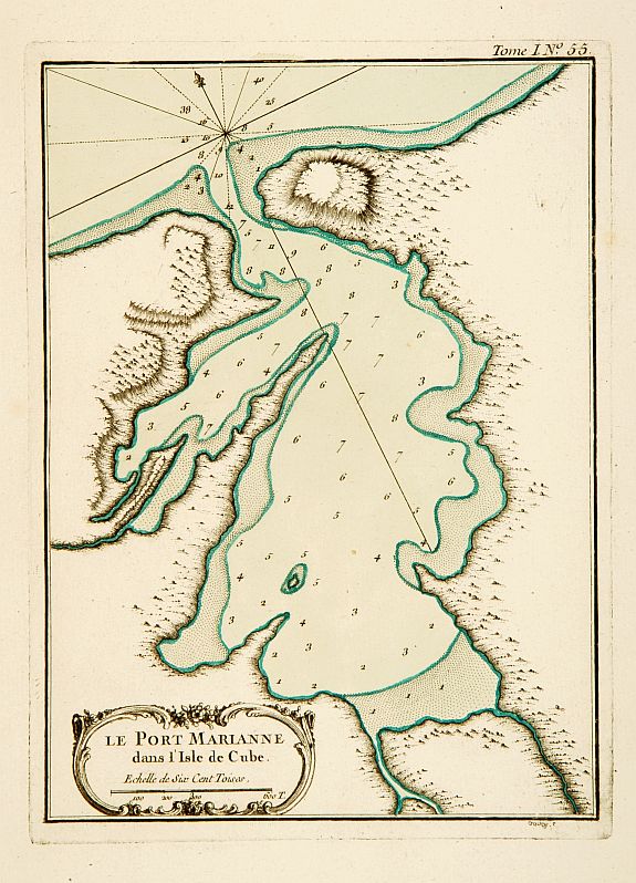 BELLIN,J.N., Le Port Marianne dans l'Isle de Cube., antique map, old maps