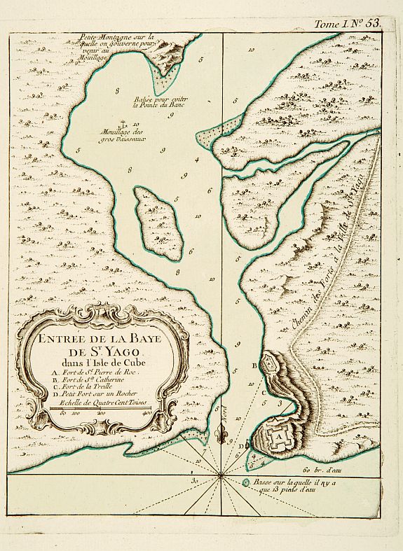 BELLIN,J.N., Entrée de la Baye de St Yago dans l'Isle de Cube., antique map, old maps