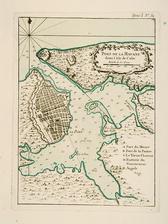 BELLIN,J.N., Port de la Havane dans l'Isle de Cube ., antique map, old maps